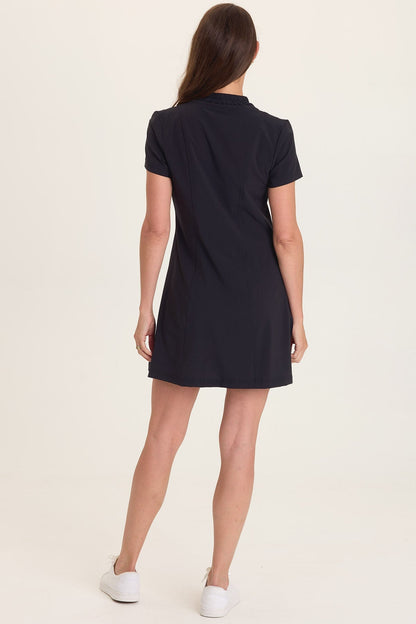 Wearables Mulder Active Double Zipper Short Sleeve Jacket Dress Black - XCVI