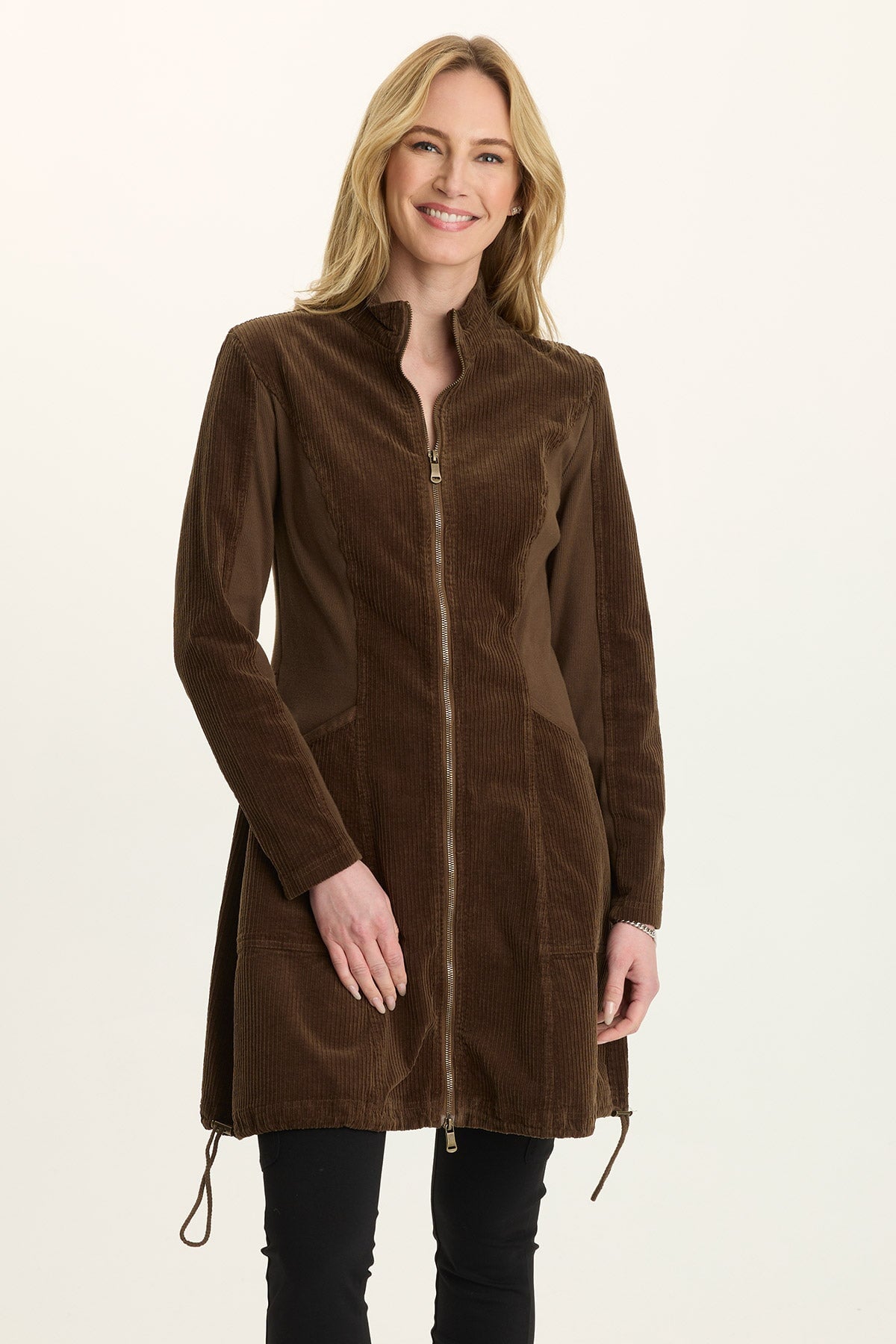 Wearables Uzma Corduroy Cinchable Jacket-Dress Cedar Glen - XCVI