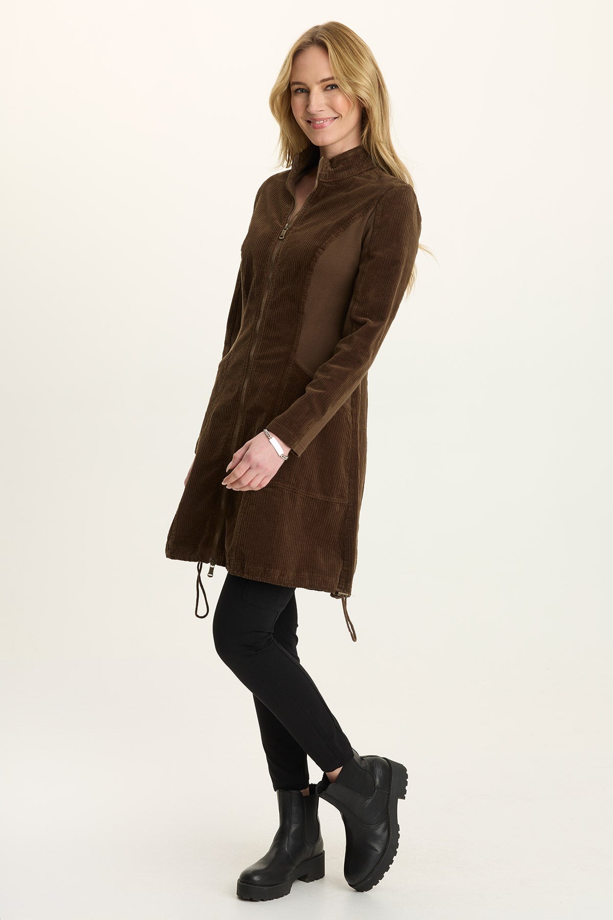 Wearables Uzma Corduroy Cinchable Jacket-Dress Cedar Glen - XCVI