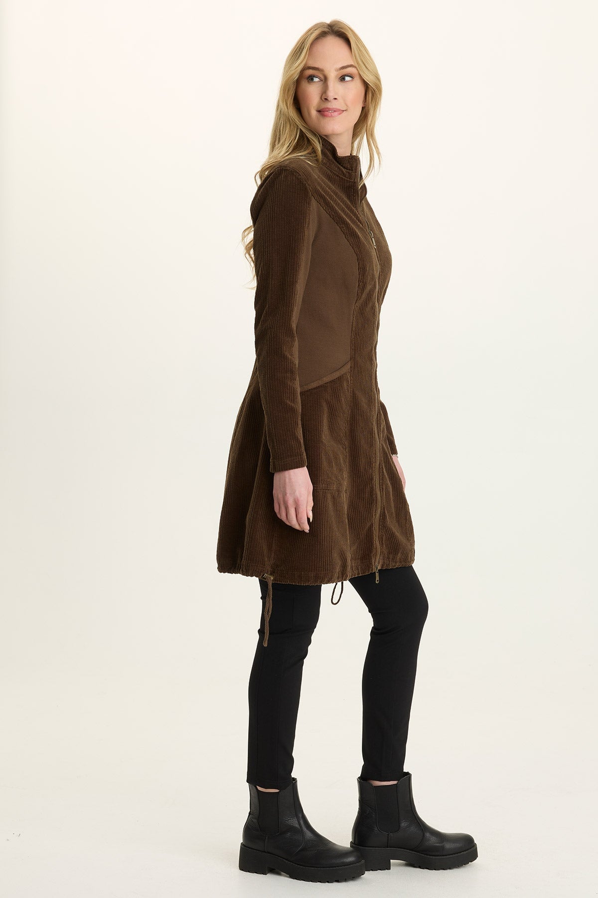 Wearables Uzma Corduroy Cinchable Jacket-Dress Cedar Glen - XCVI