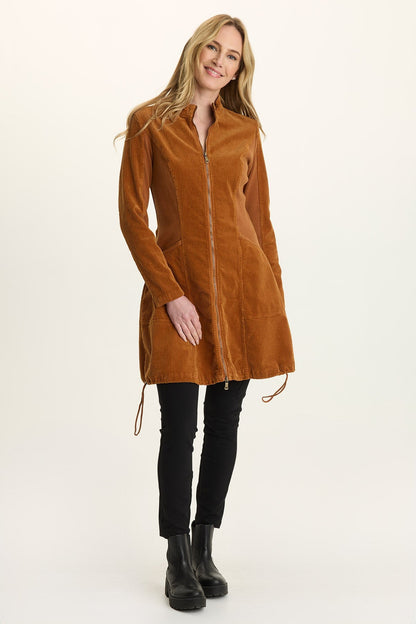 Wearables Uzma Corduroy Cinchable Jacket-Dress Maple Glaze Pigment - XCVI