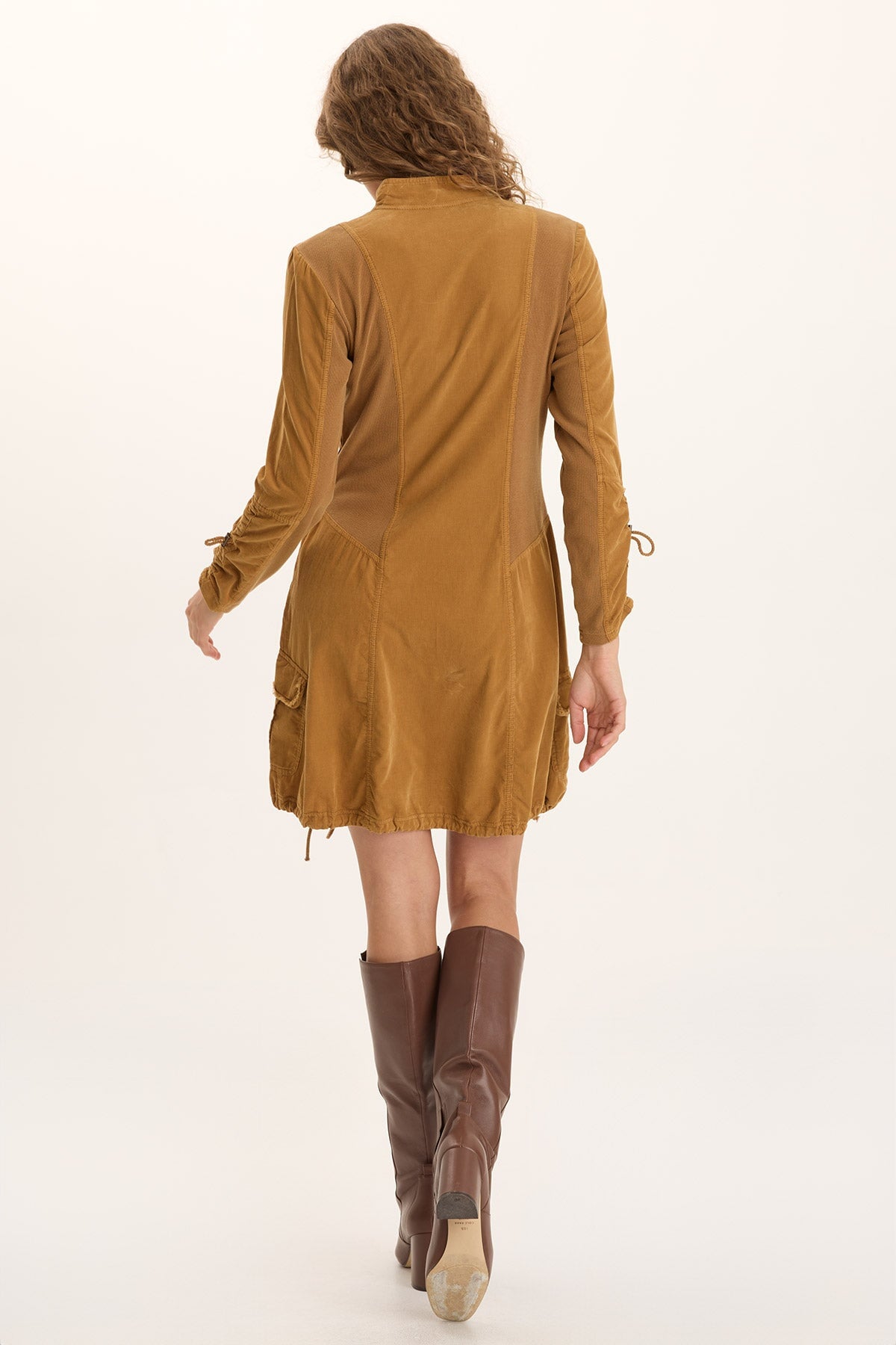 Anu Corduroy/Jersey Long-Sleeve Cinchable Jacket-Dress Goldenrod Pigment - XCVI