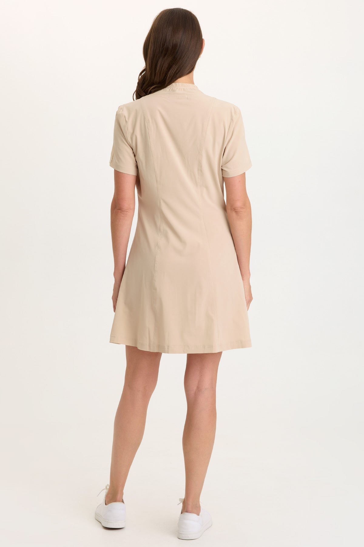 Wearables Mulder Active Double Zipper Short Sleeve Jacket Dress Sahara - XCVI