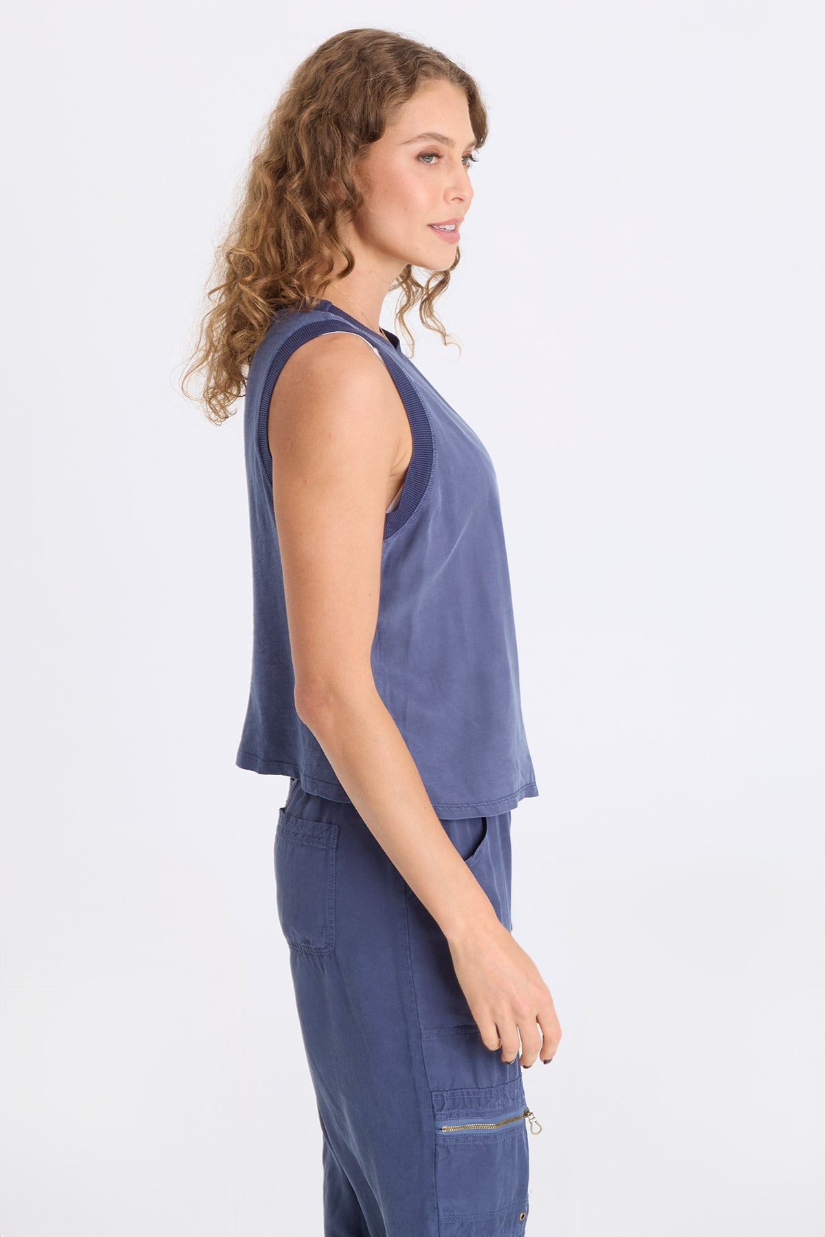 Katrine Soft Twill Elevated Tank Bluestone - XCVI