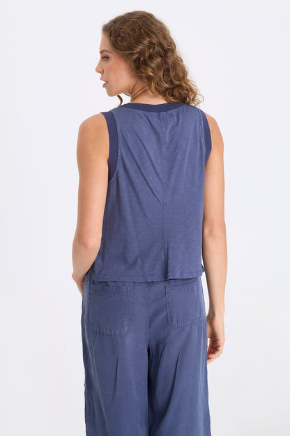Katrine Soft Twill Elevated Tank Bluestone - XCVI