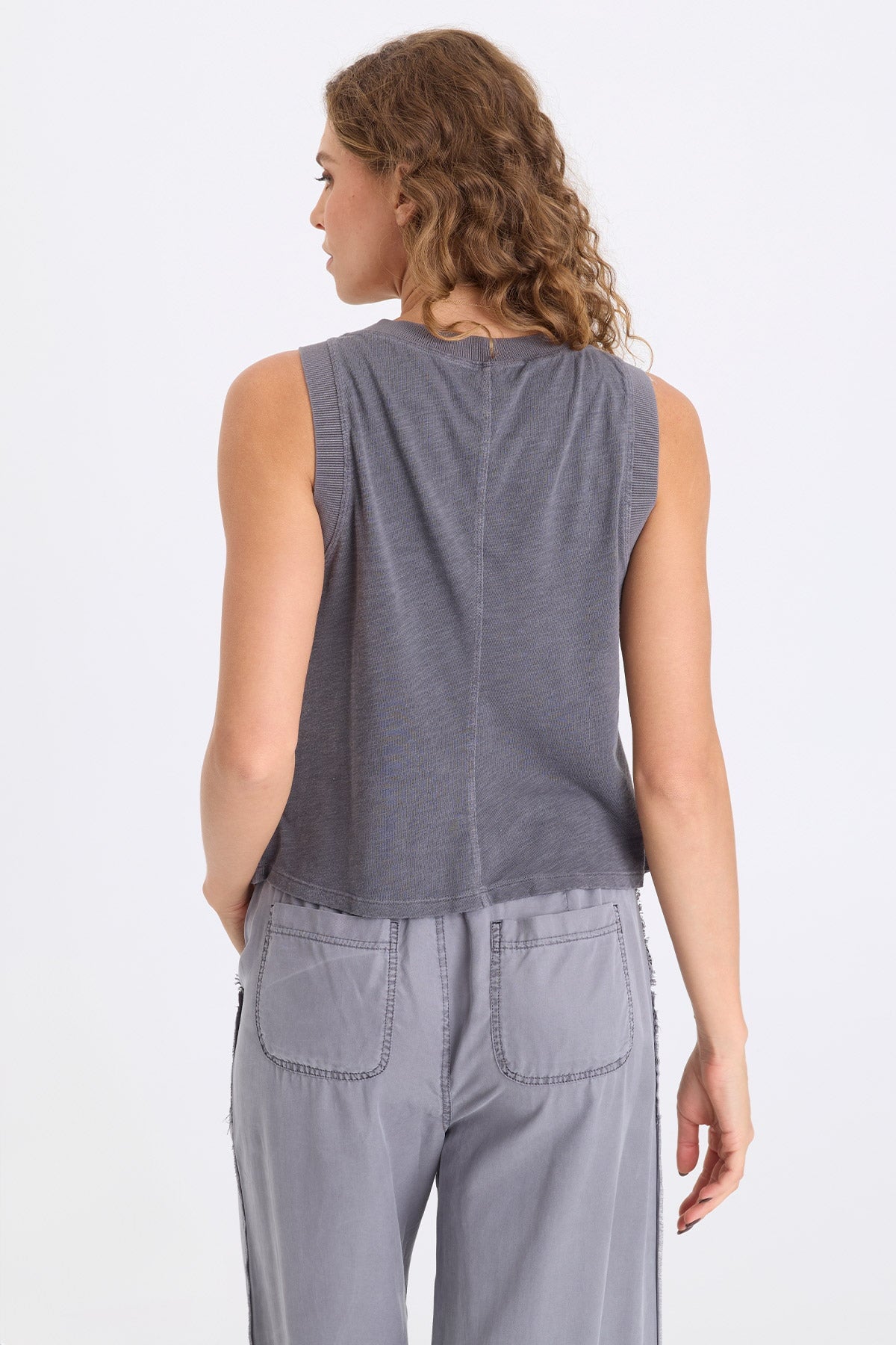 Seedling Katrine Embroidered Soft Twill Tank Nebulous Pigment - XCVI