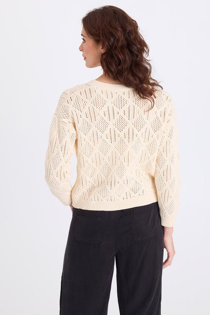 Agrippa Cotton Open Knit Pullover Toasted Almond - XCVI