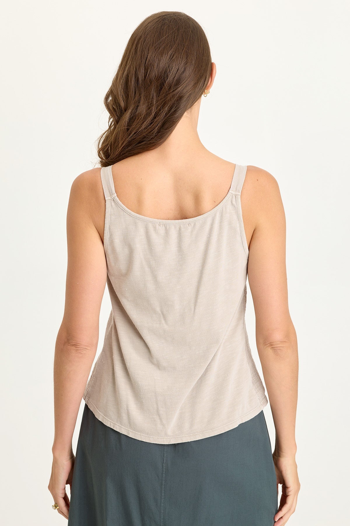 Wearables Cotton Gauze/Jersey Box Pleat Front Strap Tank Clay Pot Pigment - XCVI