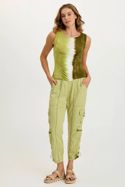 Bano Soft Jersey Ruched Detail Tank Aerial Wash Vinyard - XCVI