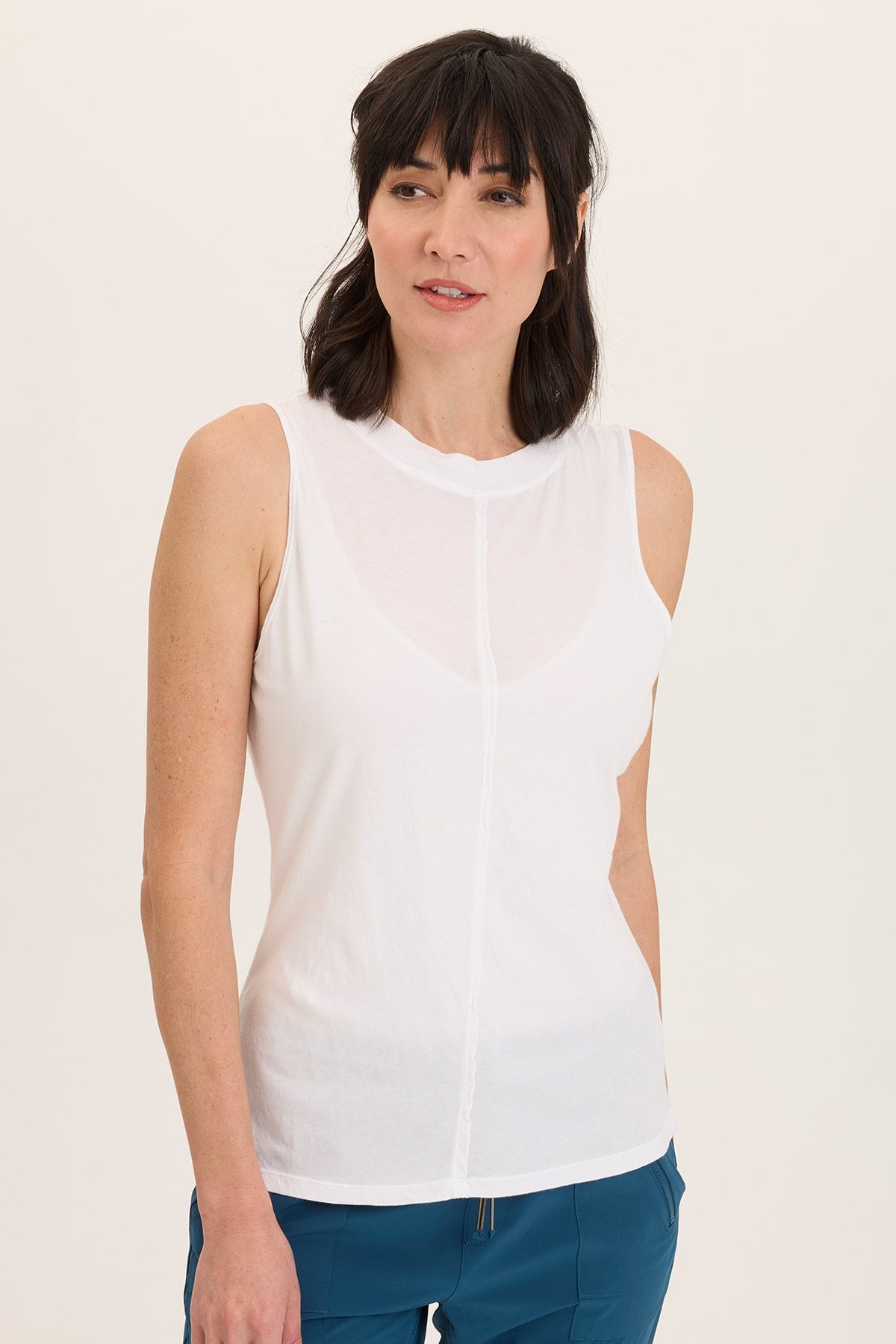 Wearables Lunell Stretch Jersey Boat Neck Tank Top White - XCVI
