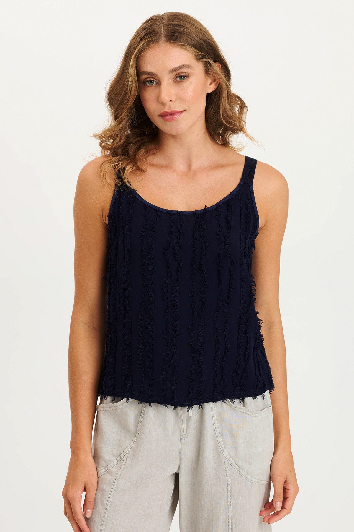Haddon A-Line Breezy Stripe Tank Adrift Pigment - XCVI