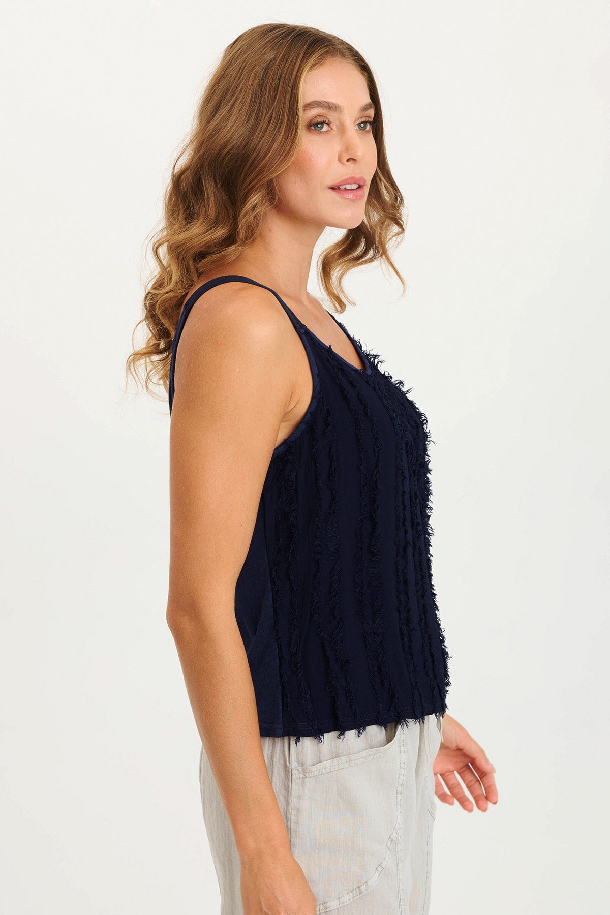Haddon A-Line Breezy Stripe Tank Adrift Pigment - XCVI