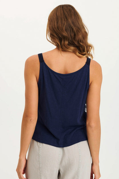 Haddon A-Line Breezy Stripe Tank Adrift Pigment - XCVI