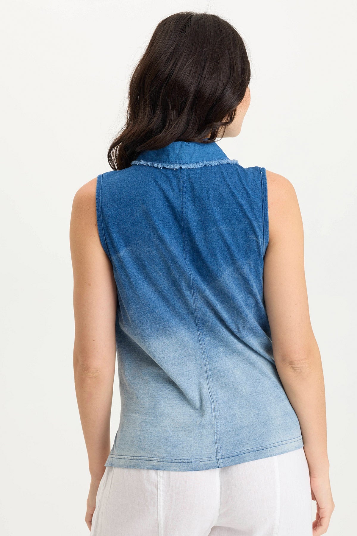 Tague Mock-Denim Tie-Up Flowy Snap Tank Vacillate Wash - XCVI