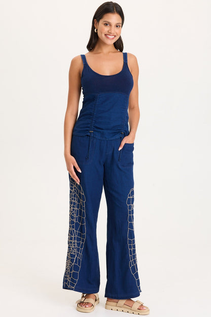 Mock-Denim and Jersey Adjustable Fit Fife Tank Sluice Wash - XCVI