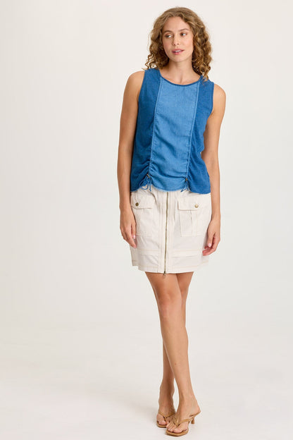 Cobie Indigo Twill Cord-Cinch Tank Etiolate Wash - XCVI