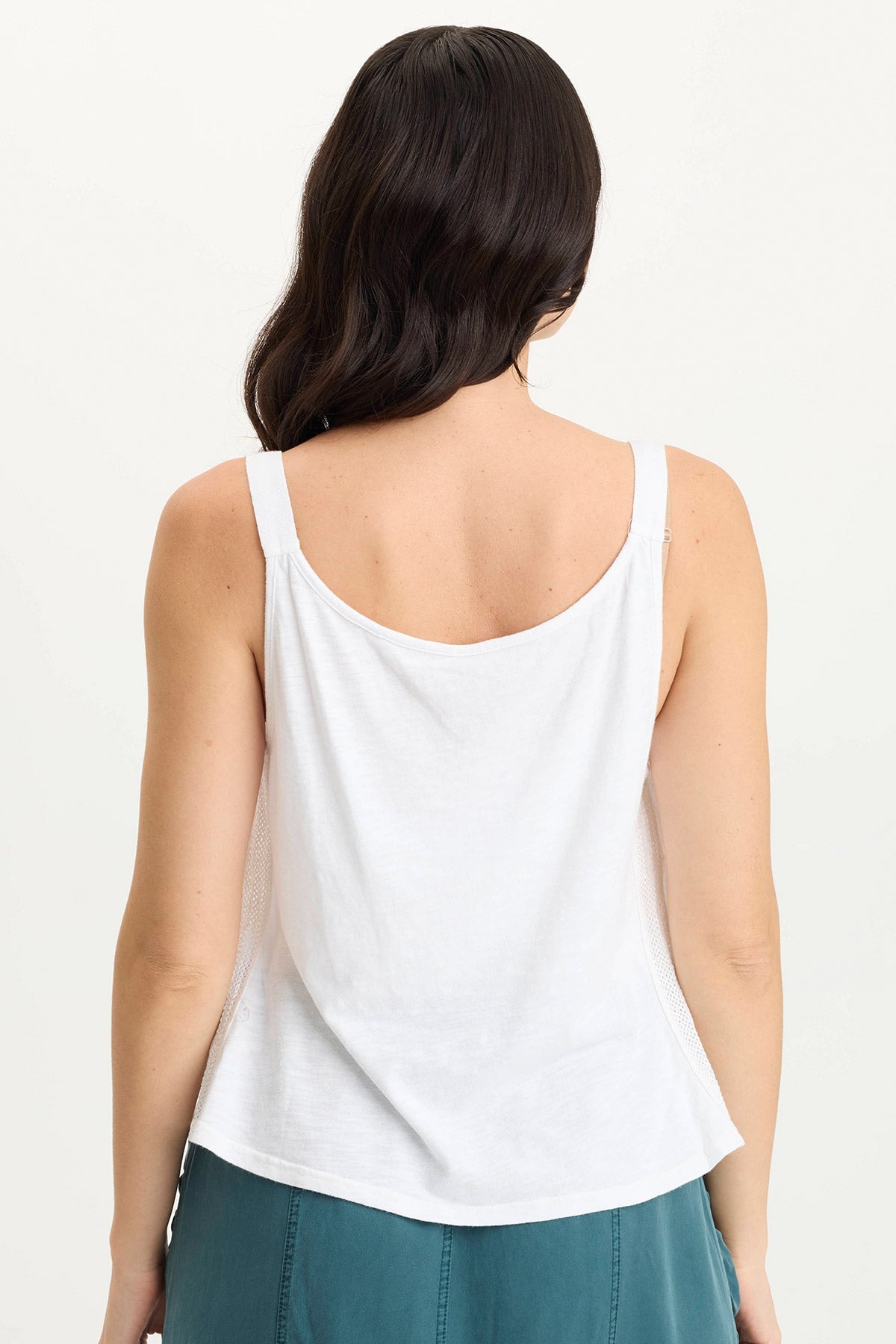 Hedley Lightweight Gauze + Soft Jersey Pleat Tank White - XCVI