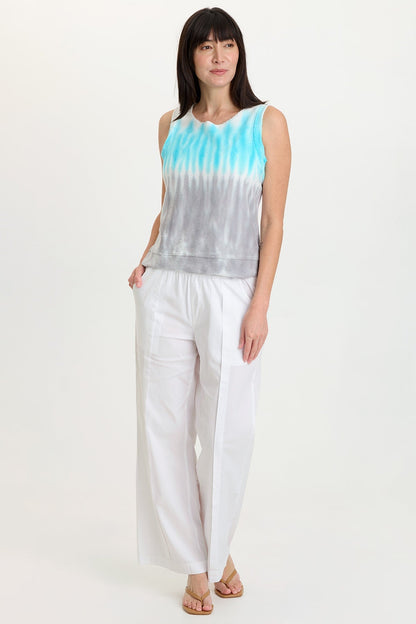 Ila 100% Cotton Crepe Knit Raw Edge Tank Paradox Wash Mermaid - XCVI