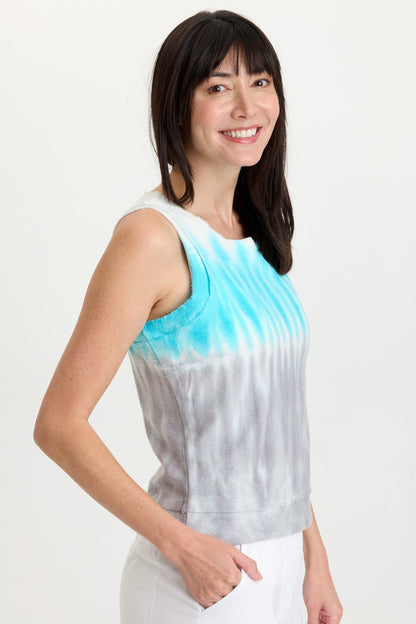 Ila 100% Cotton Crepe Knit Raw Edge Tank Paradox Wash Mermaid - XCVI