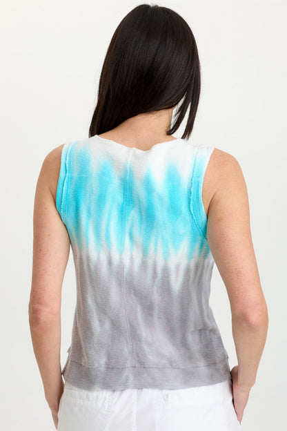 Ila 100% Cotton Crepe Knit Raw Edge Tank Paradox Wash Mermaid - XCVI