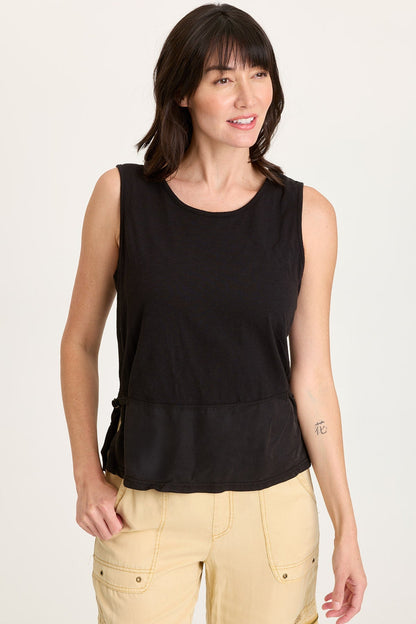 Enna Tencel Twill Cinchable Side Split Tank Black - XCVI