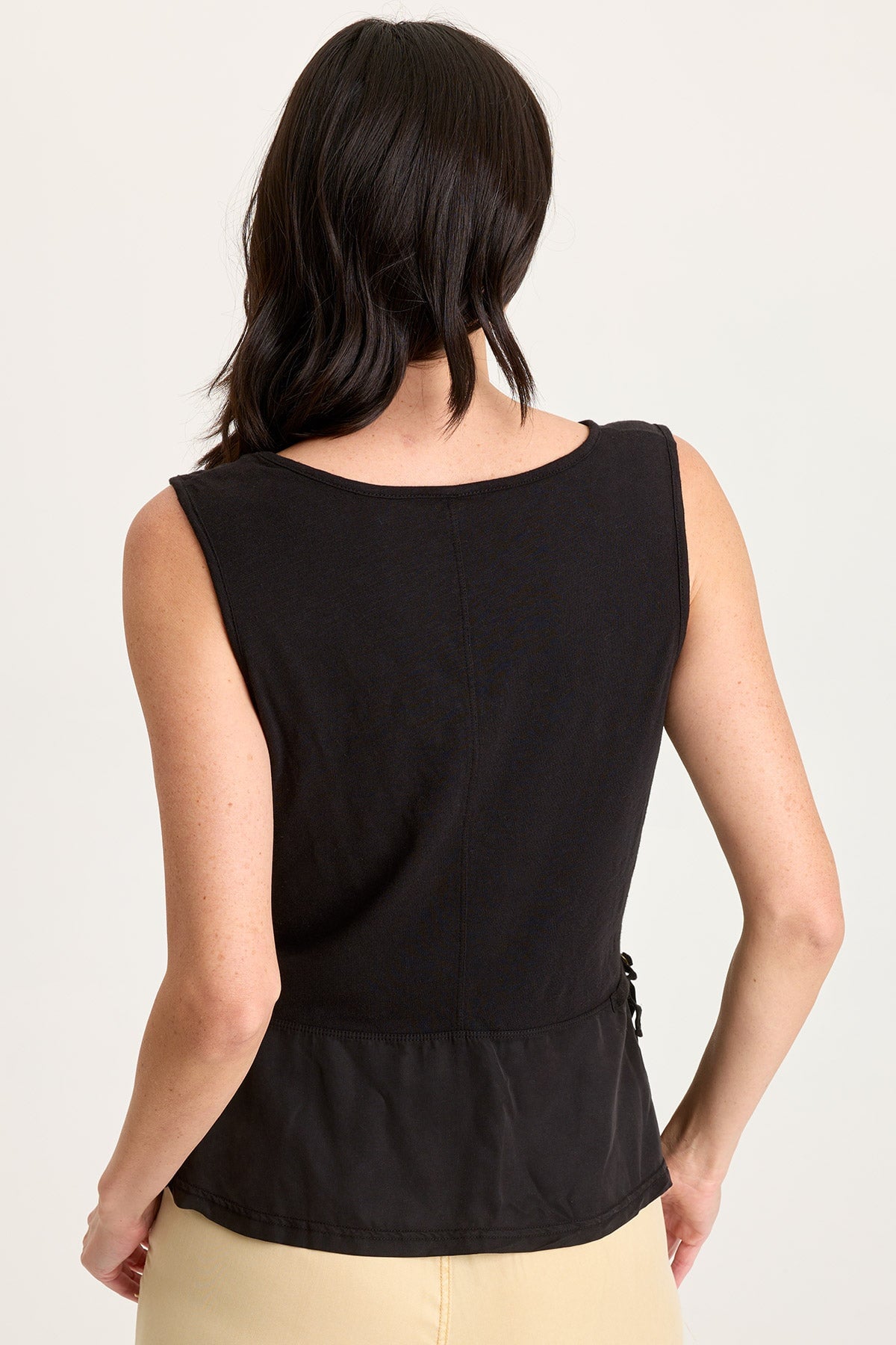 Enna Tencel Twill Cinchable Side Split Tank Black - XCVI