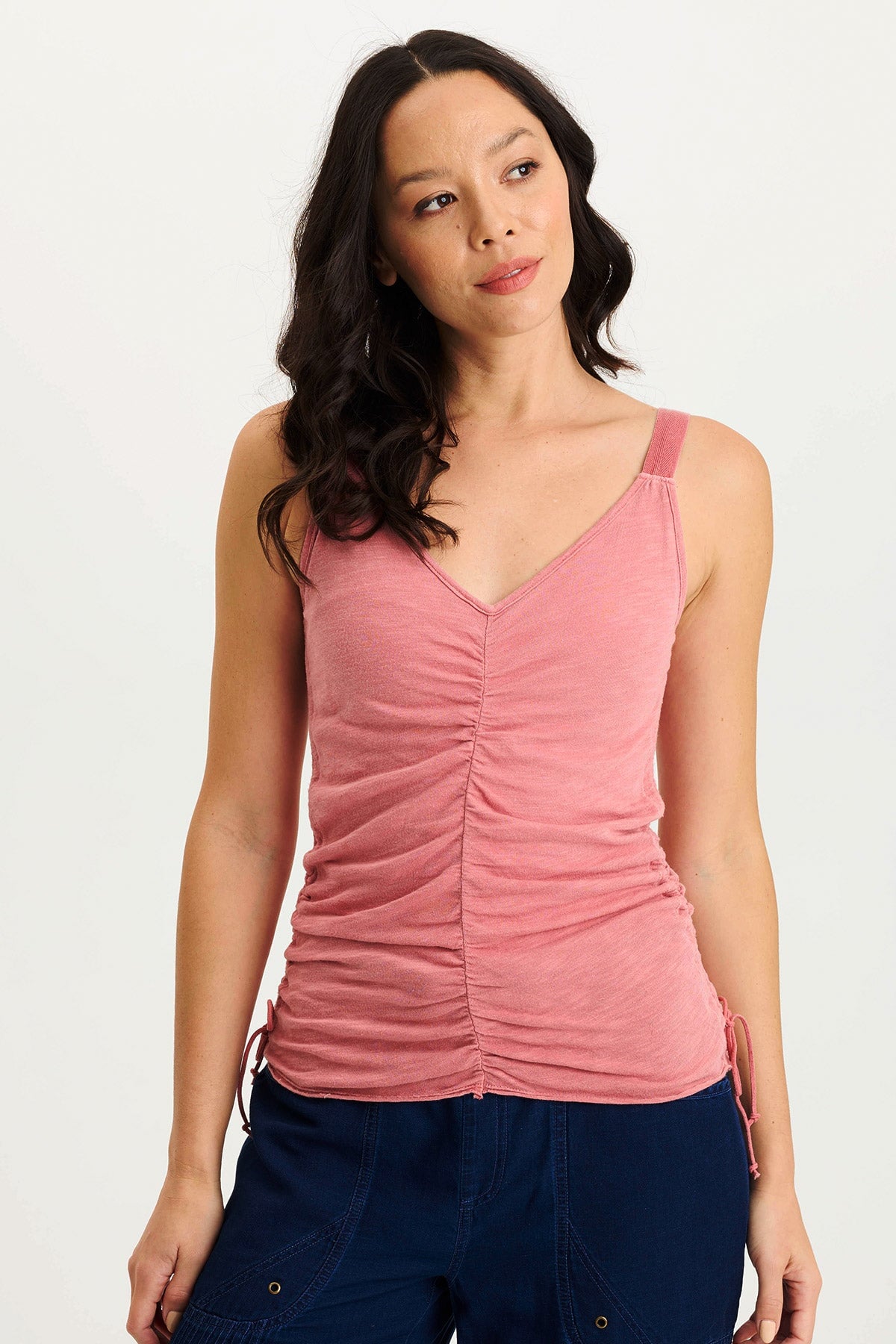 Blaise Ruched Adjustable Jersey Tank Cherry Fizz Pigment - XCVI