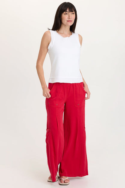 Ila 100% Cotton Crepe Knit Raw Edge Tank White - XCVI