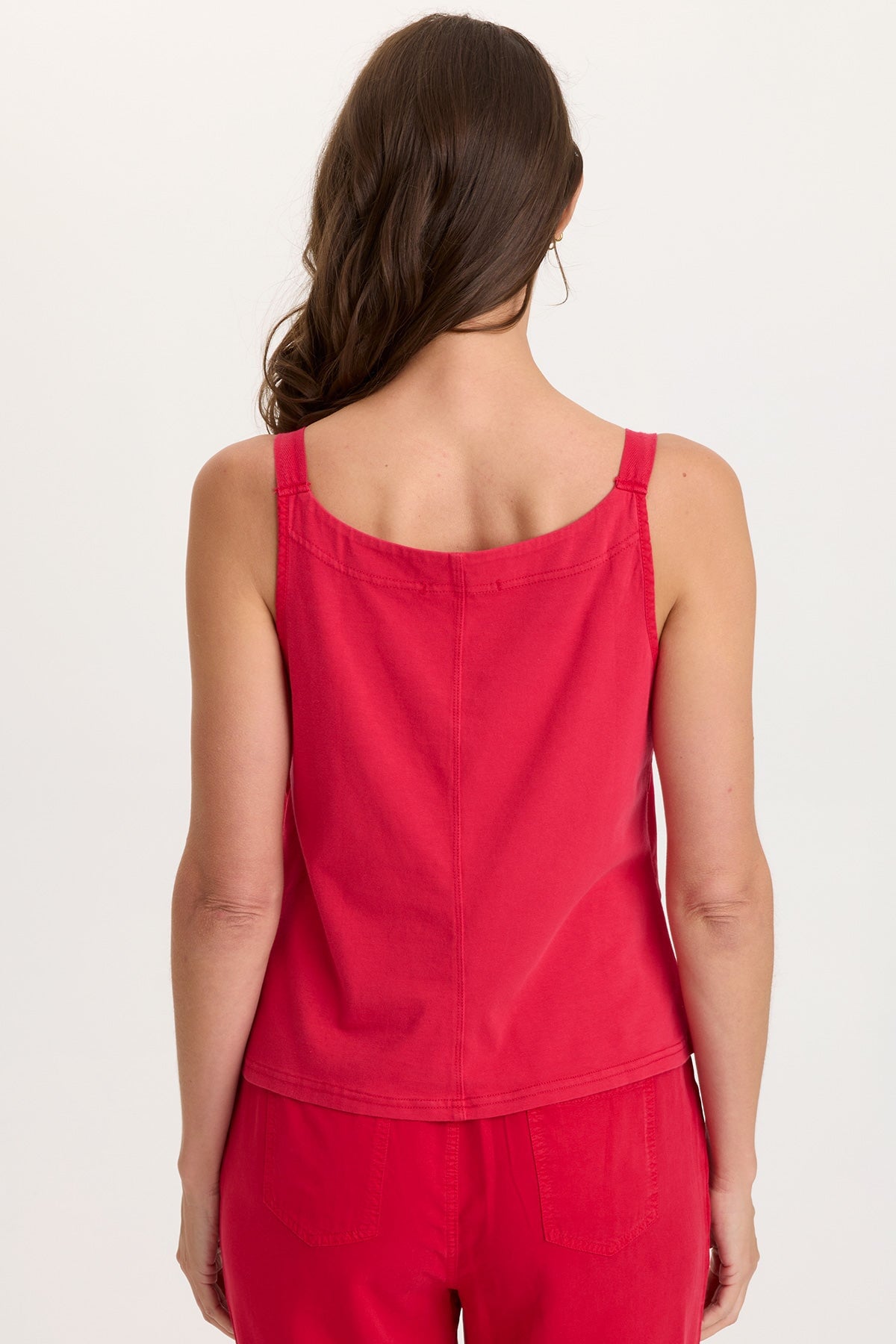 Kai Twill Scoop Neck Strappy Tank with Jersey Back San Marzano Pigment - XCVI
