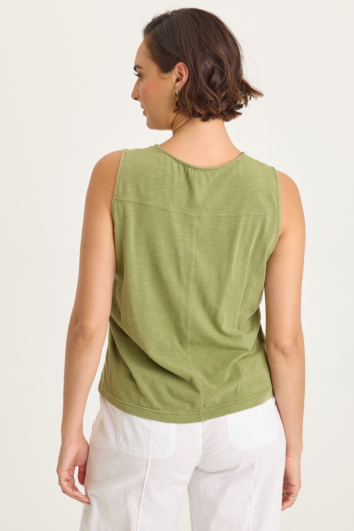 Wearables Jerilene Voile Pintuck Crew Neck Tank with Jersey Back Garnish Pigment - XCVI