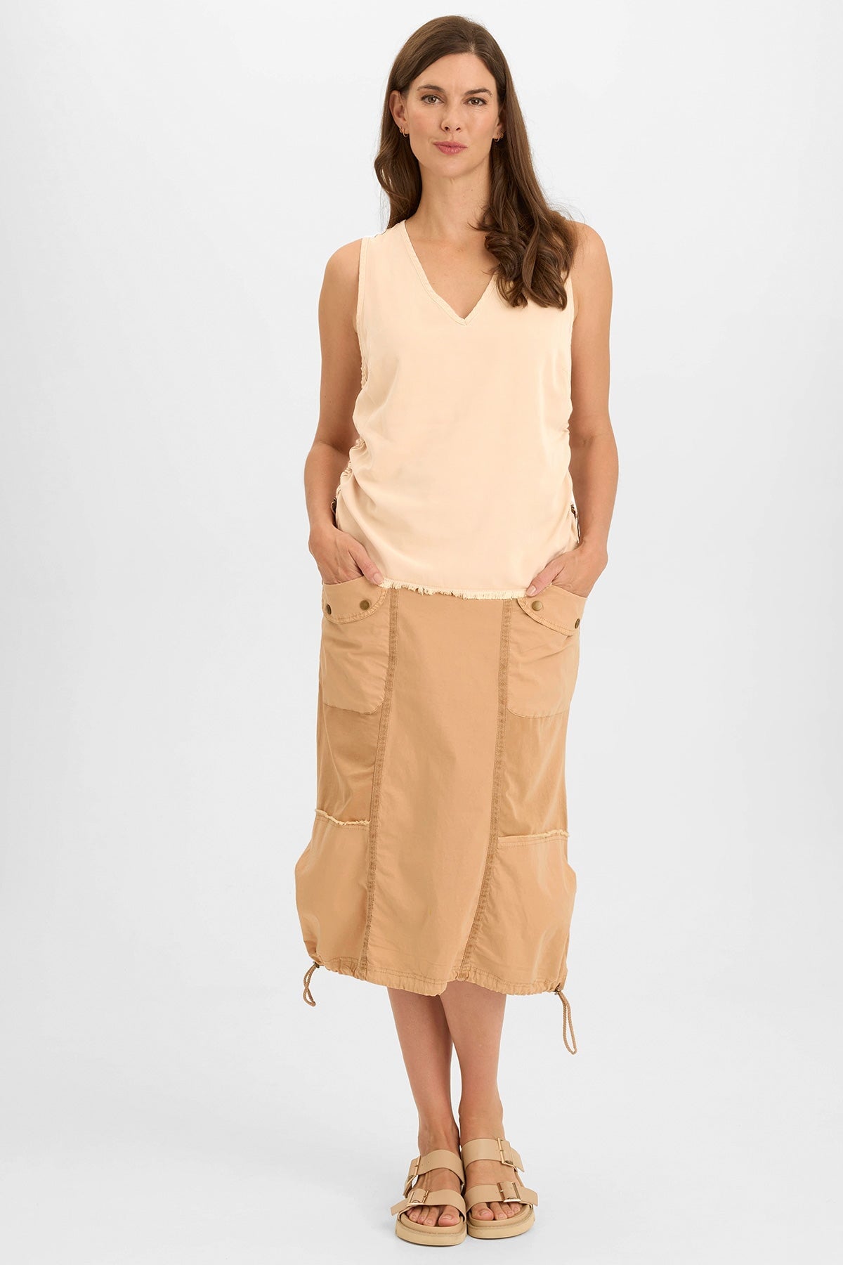 Wearables Ilieana Cinched Twill Tank Antique Scroll - XCVI