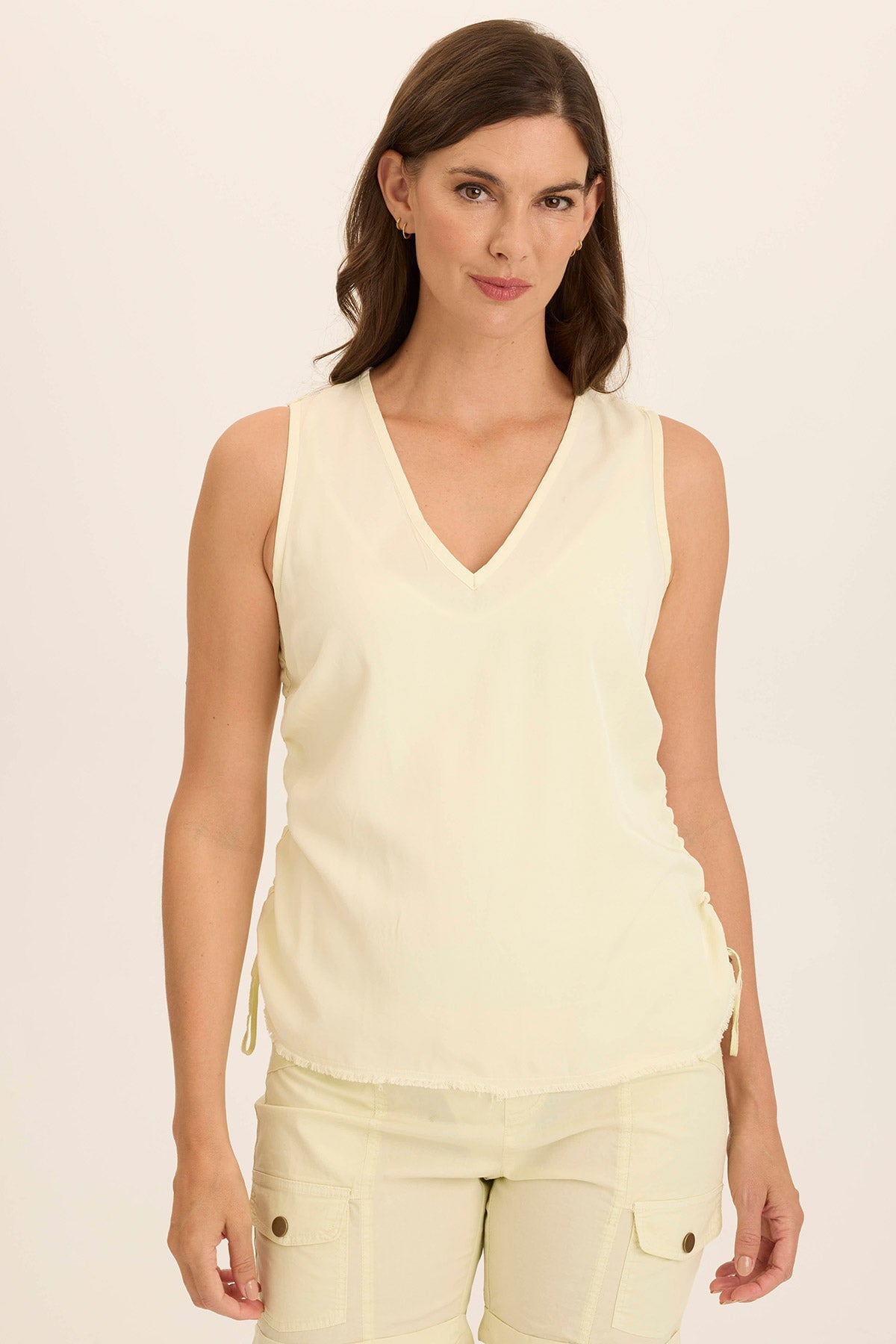 Wearables Ilieana Cinched Twill Tank Lemon Meringue Pigment - XCVI