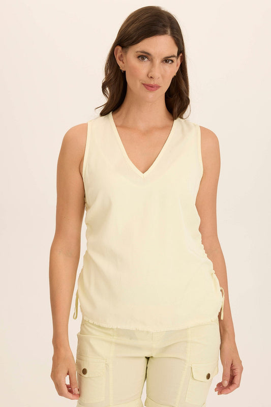 Wearables Ilieana Cinched Twill Tank Lemon Meringue Pigment - XCVI