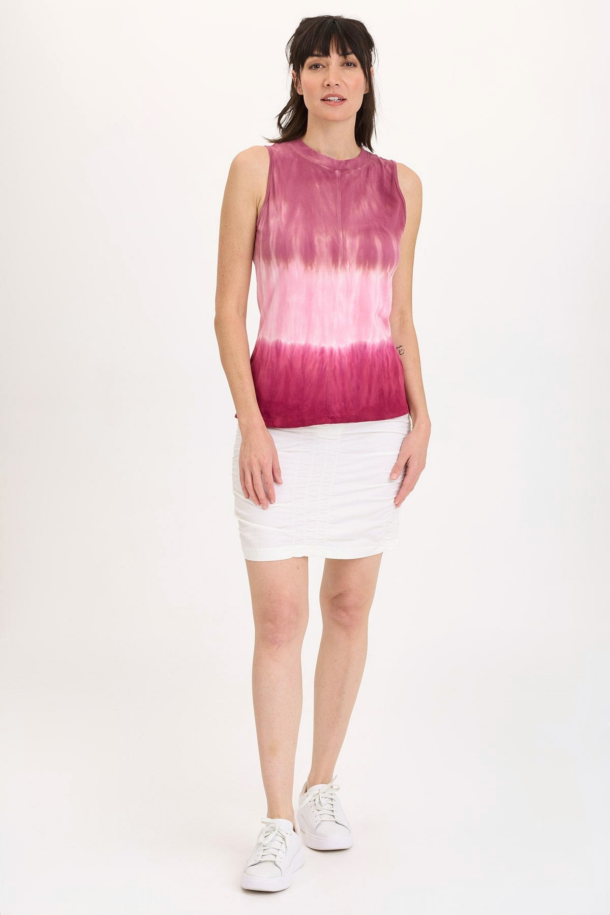 Wearables Lunell Stretch Jersey Boat Neck Tank Top Tricolor Ombre Rosy - XCVI