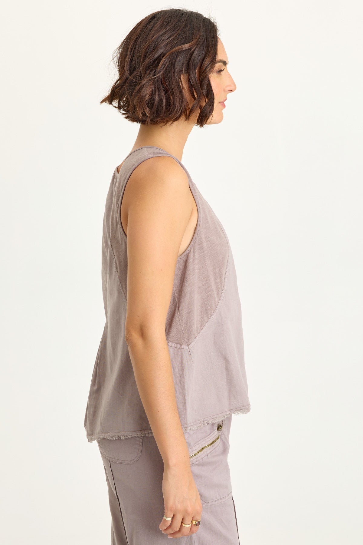 Wearables Mazie Linen/Jersey V-Neck Tank Poppy Seed - XCVI