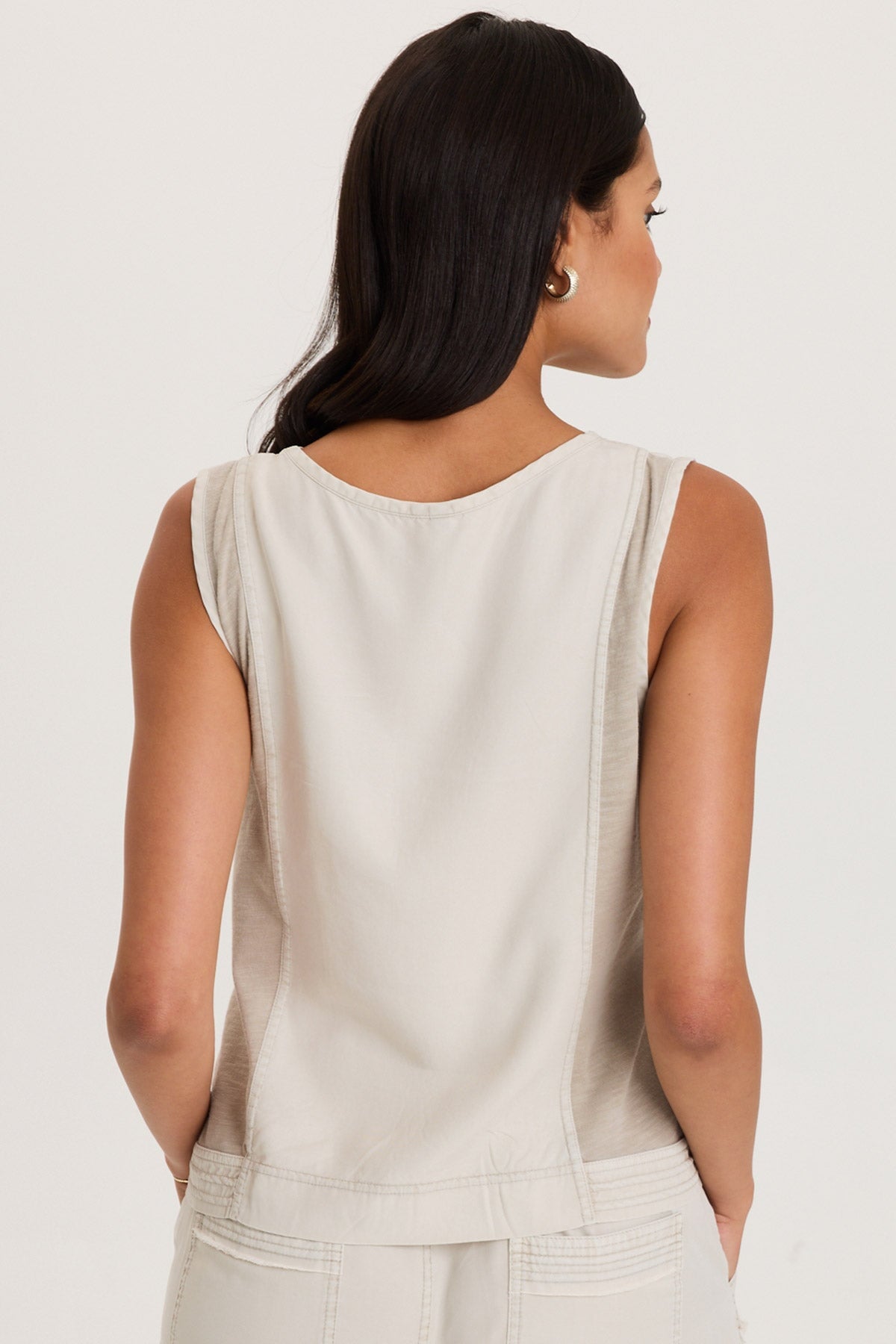 Floral and Scale Embroidered Structured Twill and Jersey Davies Tank Center Stage Pigment - XCVI