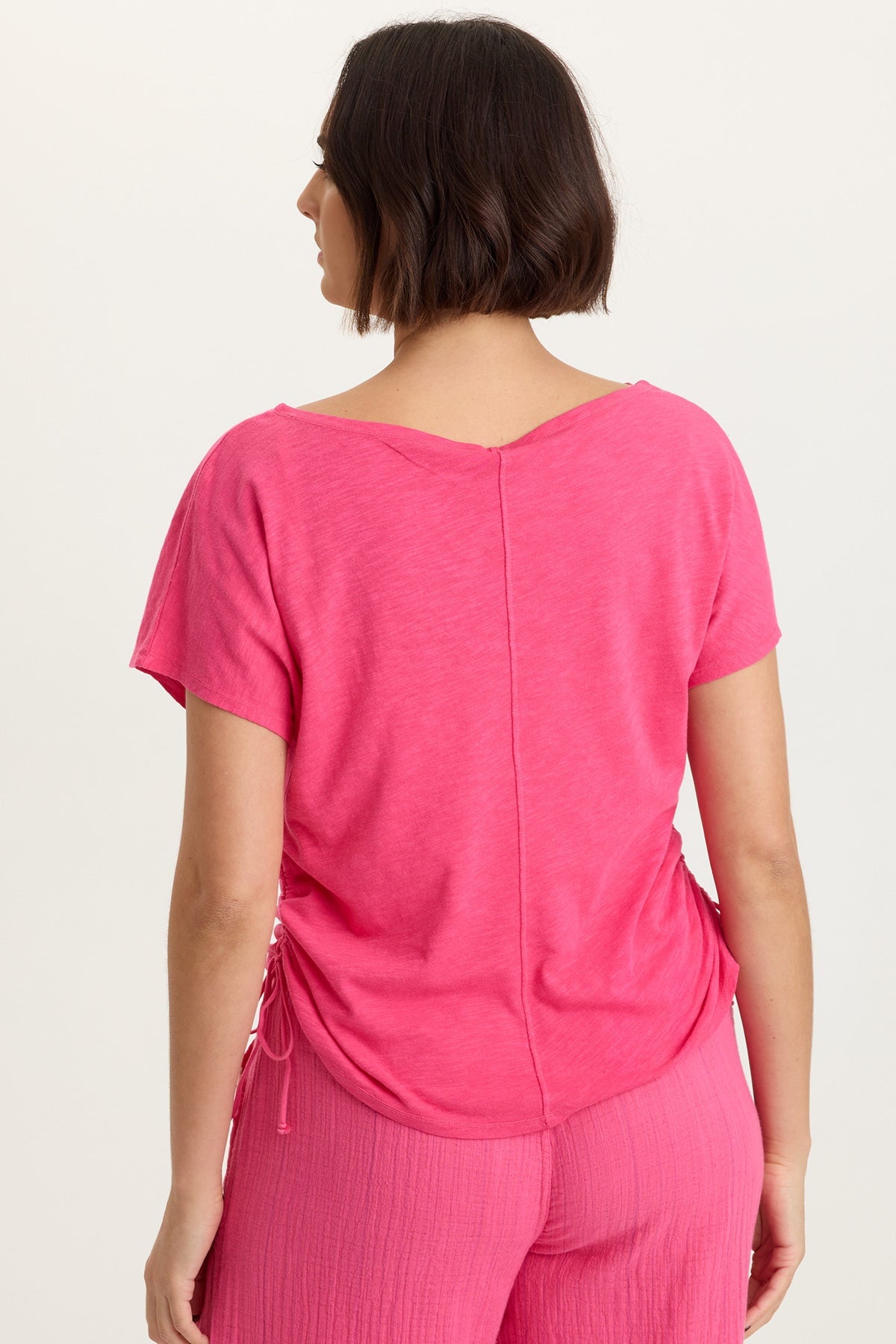 Cohn Cotton Modal Jersey Cinchable Side Scoop Neck Tee Beauty Queen - XCVI