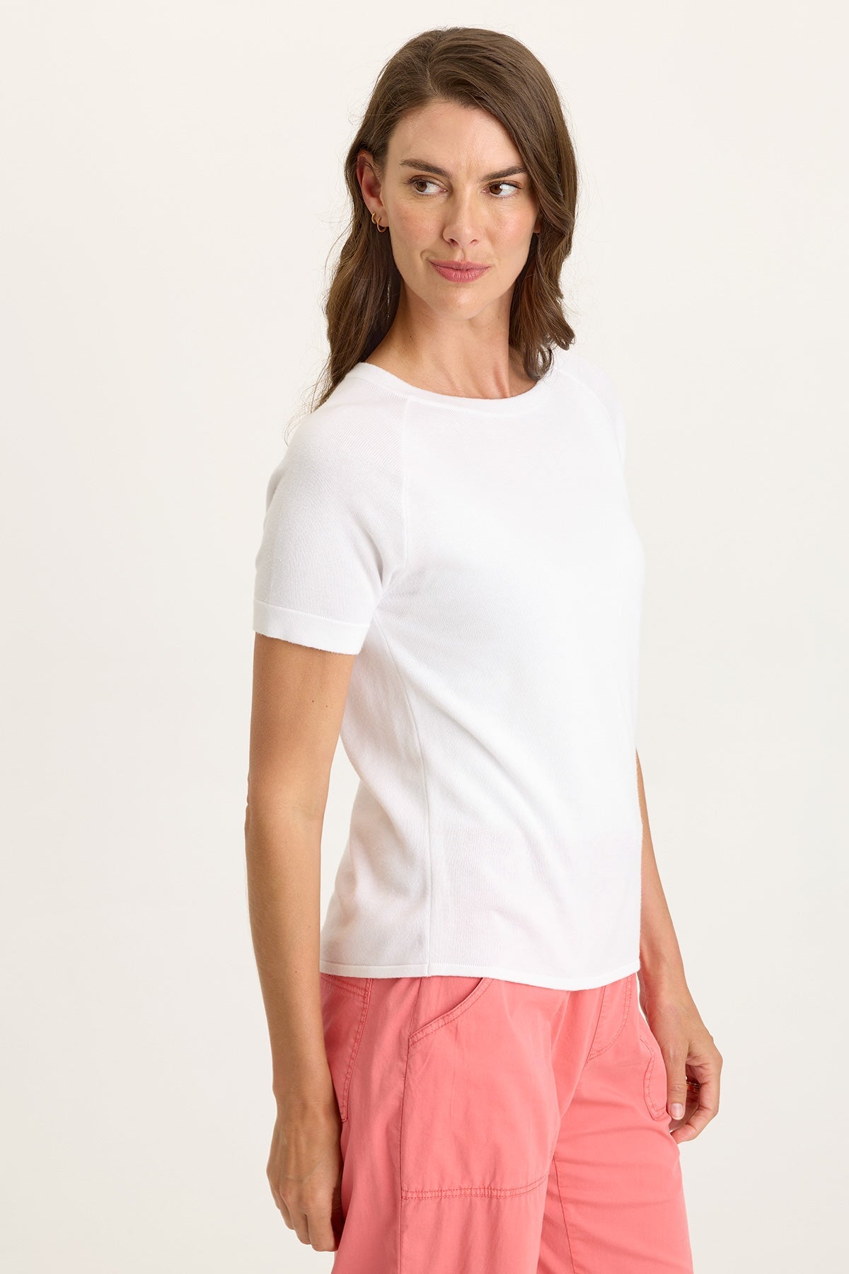 Wearables Chilton Cotton Rayon Knit Raglan Crew Neck Short Sleeve Tee White - XCVI