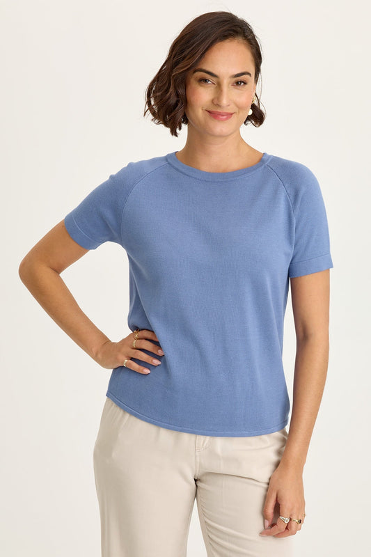 Wearables Chilton Cotton Rayon Knit Raglan Crew Neck Short Sleeve Tee Shasta Lake - XCVI