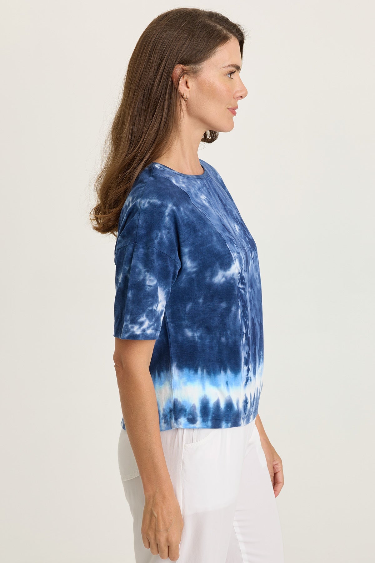 Wearables Lino Twill-Front Jersey-Back Boat Neck Short Sleeve Tee Aberrant Wash - XCVI