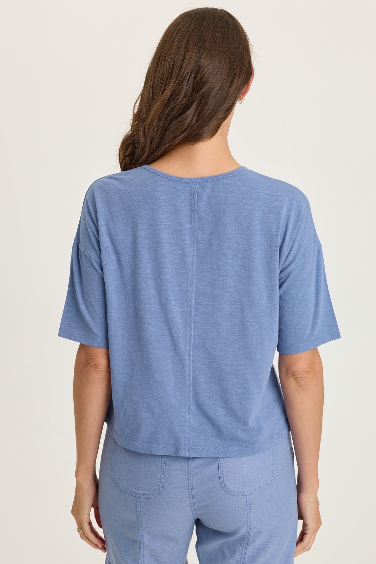 Wearables Lino Twill-Front Jersey-Back Boat Neck Short Sleeve Tee Shasta Lake - XCVI
