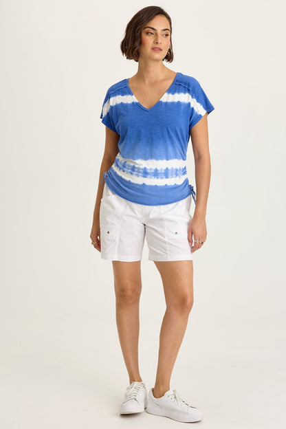 Wearables Diggory Jersey Cinchable V-Neck Dolman Short Sleeve Tee Caravel Wash Lakeside - XCVI