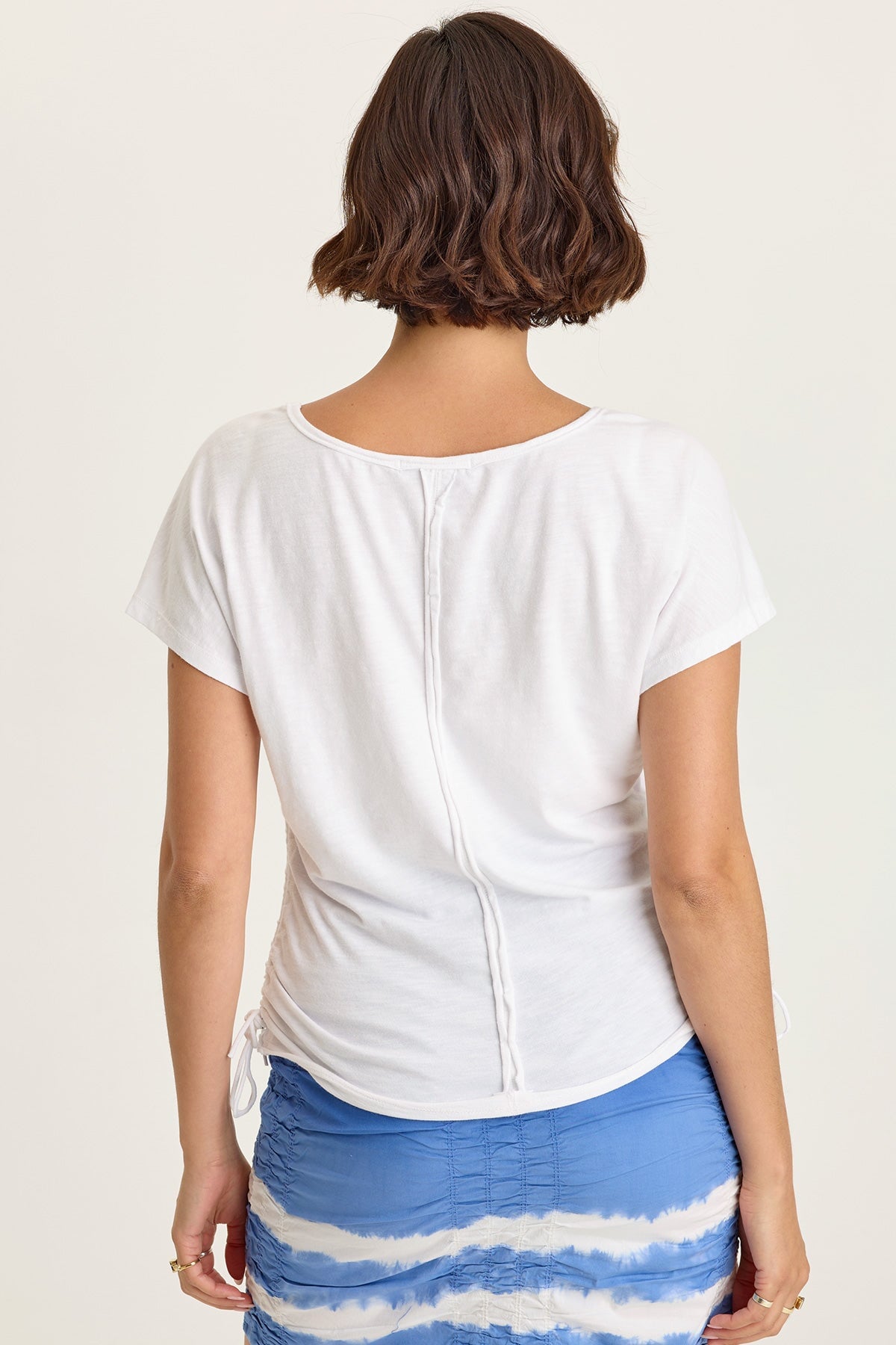 Wearables Diggory Jersey Cinchable V-Neck Dolman Short Sleeve Tee White - XCVI