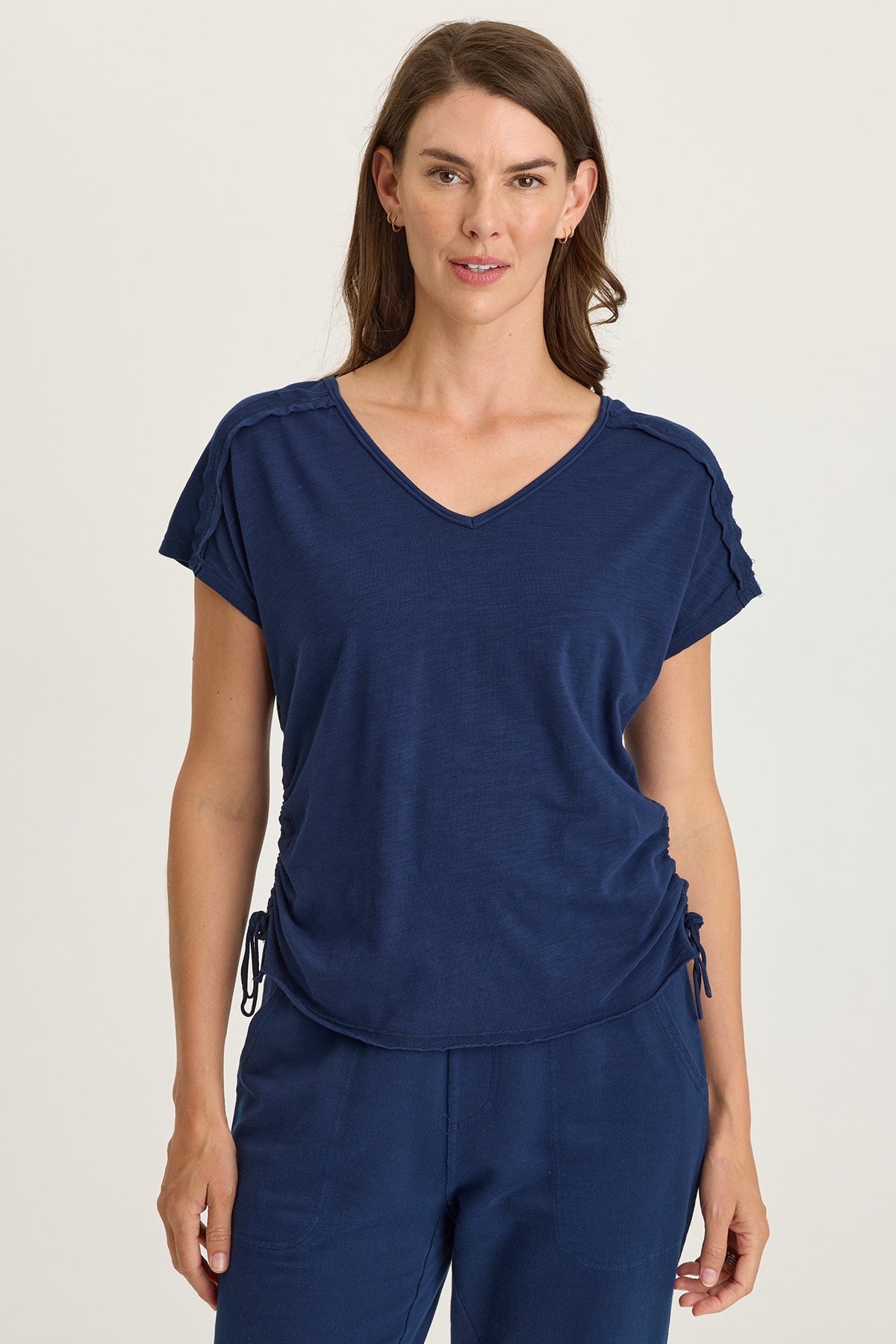 Wearables Diggory Jersey Cinchable V-Neck Dolman Short Sleeve Tee Airdale Pigment - XCVI