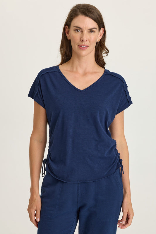 Wearables Diggory Jersey Cinchable V-Neck Dolman Short Sleeve Tee Airdale Pigment - XCVI