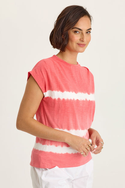 Wearables Arwen Slub Jersey Mock Neck Tee Caravel Wash Guava - XCVI