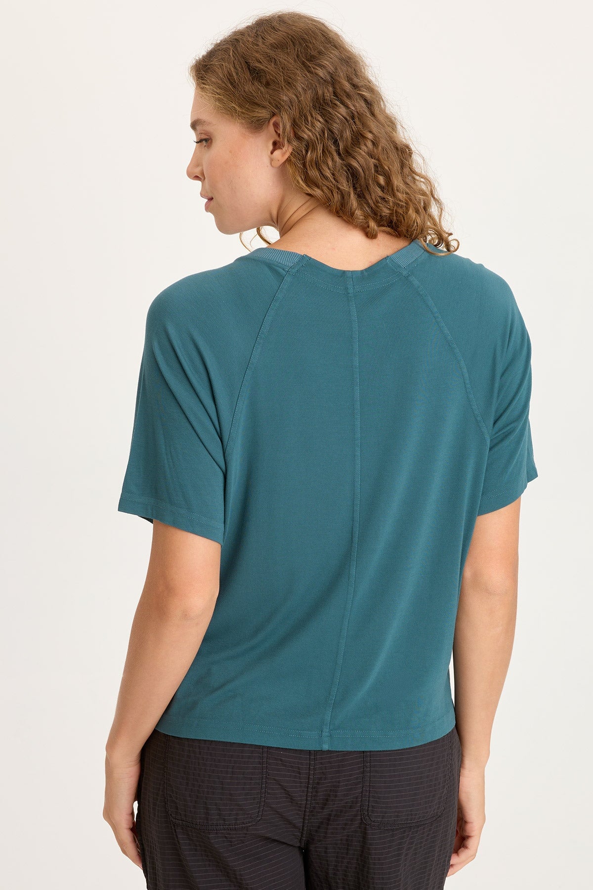 Lester Jersey Raglan Short Sleeve Tee with Partial Rib Collar Dark Night - XCVI