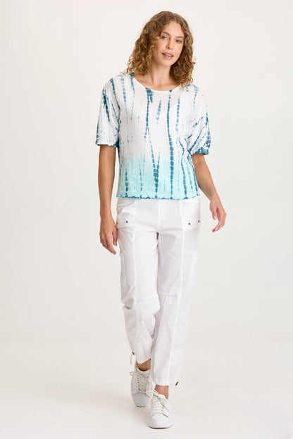 Esti Linen Long Short Sleeve Back Pleated Tee Elixir Wash Colossus - XCVI