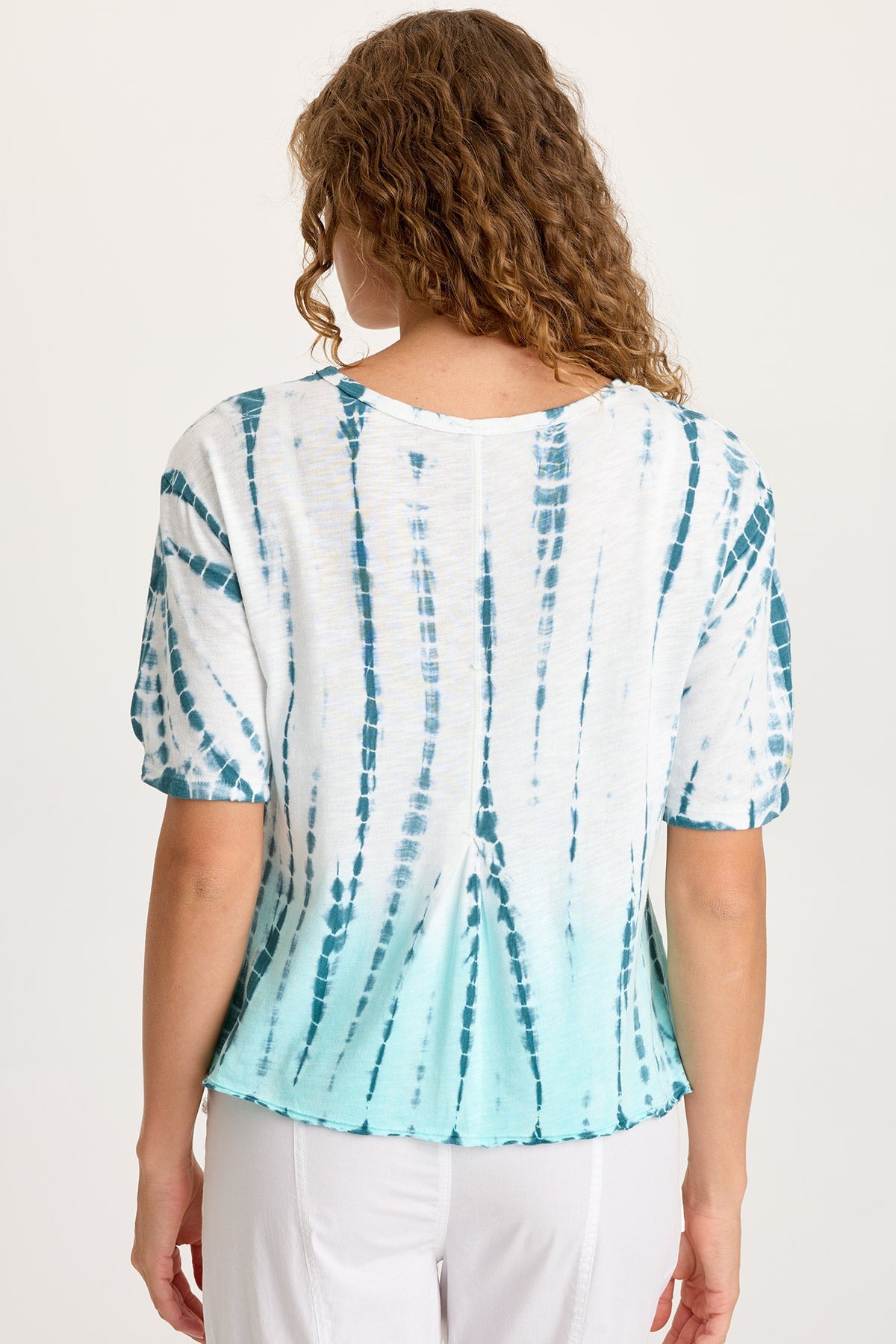 Esti Linen Long Short Sleeve Back Pleated Tee Elixir Wash Colossus - XCVI
