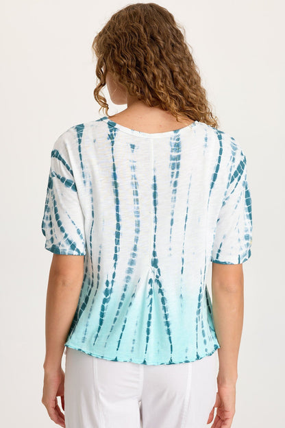 Esti Linen Long Short Sleeve Back Pleated Tee Elixir Wash Colossus - XCVI